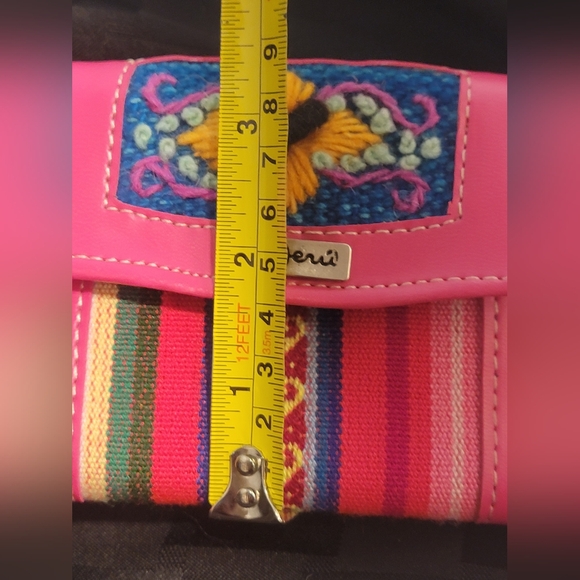 Peruvian Handmade Textile Small Pink Leather Wallet - Picture 8 of 11